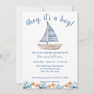 SAILBOAT Baby BOY Dusche Einladung