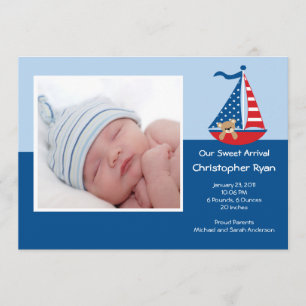 SAILBOAT Baby Boy Foto Ankündigung