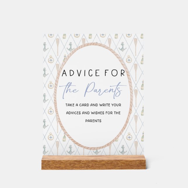 Sailboat Baby Shower Games - Advice for Parents Acrylschild (Vorderseite)