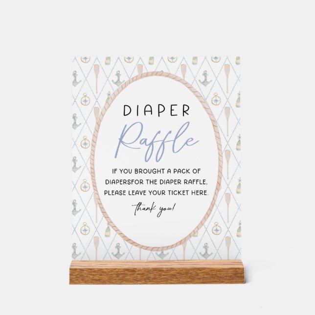 Sailboat Baby Shower Games - Diaper Raffle Sign (Recto)