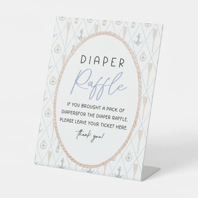 Sailboat Baby Shower Games - Diaper Raffle Sockelschild (Vorderseite)