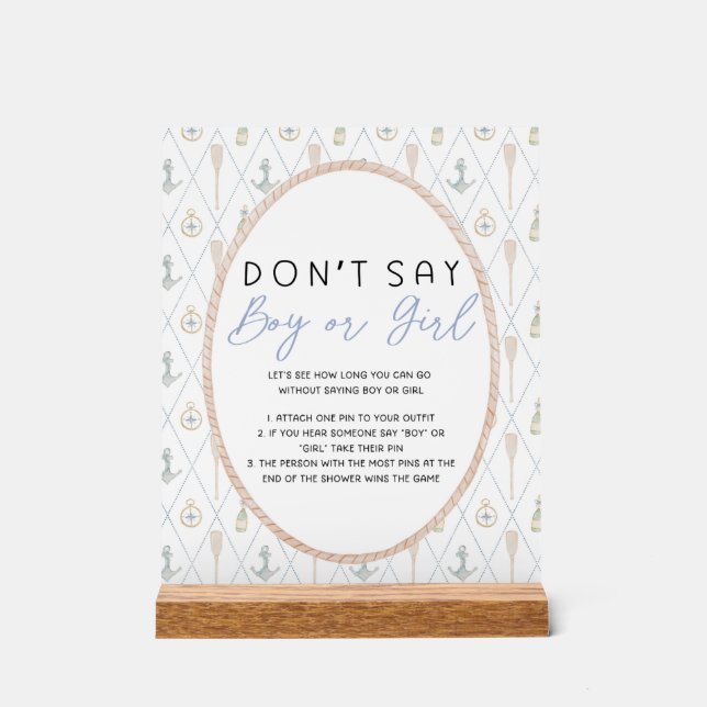 Sailboat Baby Shower Games - Don't Say Boy or Girl (Recto)