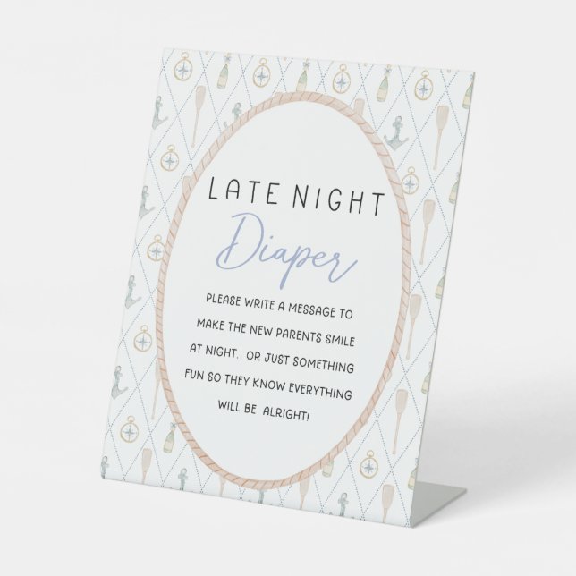 Sailboat Baby Shower Games - Late Night Diaper Sockelschild (Vorderseite)