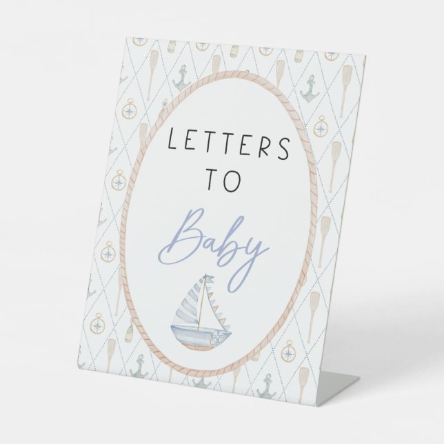 Sailboat Baby Shower Games - Letters to Baby Sockelschild (Vorderseite)