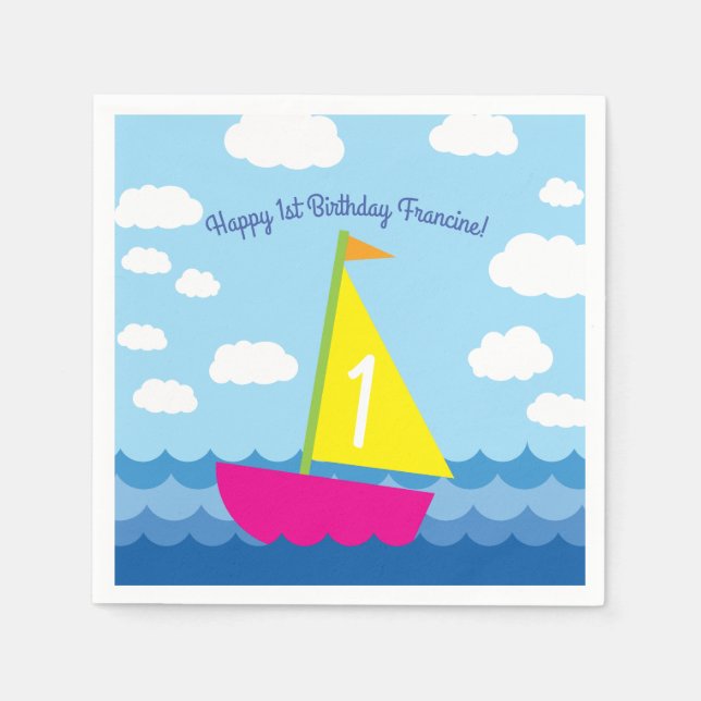 Sailboat Birthday Party Serviette (Vorderseite)