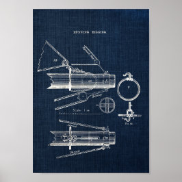 Sailboat Blueprint no 4 Nautical Wall Art Poster