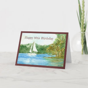 Sailboat Card zum 80. Geburtstag Karte