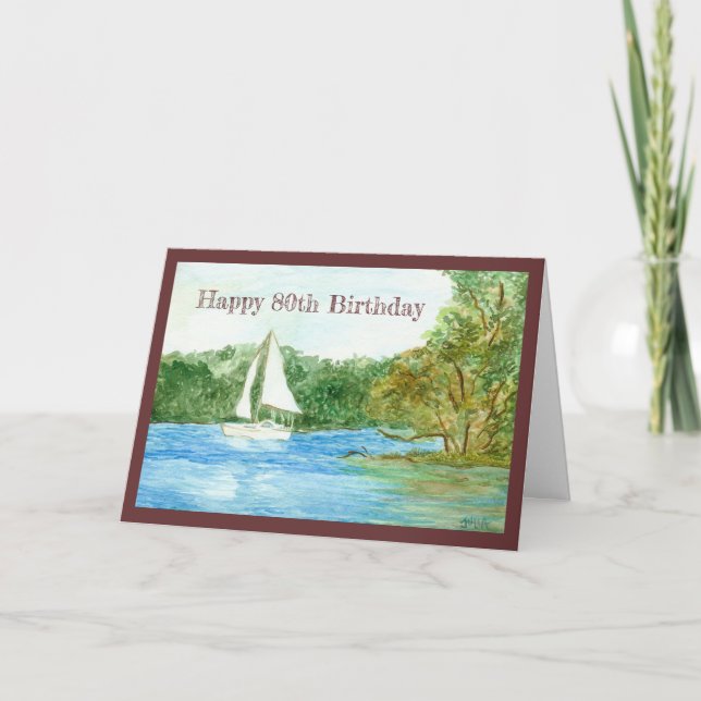 Sailboat Card zum 80. Geburtstag Karte (Vorderseite)