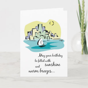 Sailboat City Birthday Karte