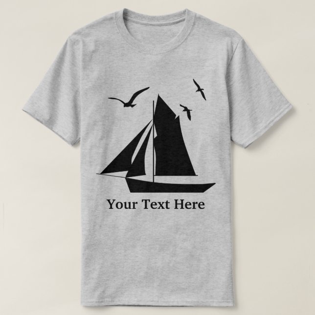 Sailboat Custom Basic Grau T - Shirt (Design vorne)