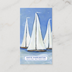 Sailboat Custom QR Code Scannable Coast Vertikal Visitenkarte