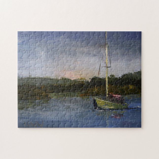 Sailboat Impressionistische Original Kunst Herausf (Horizontal)