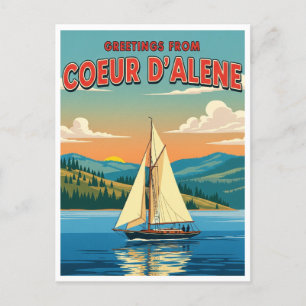Sailboat in Coeur D'Alene Idaho Postcard Postkarte