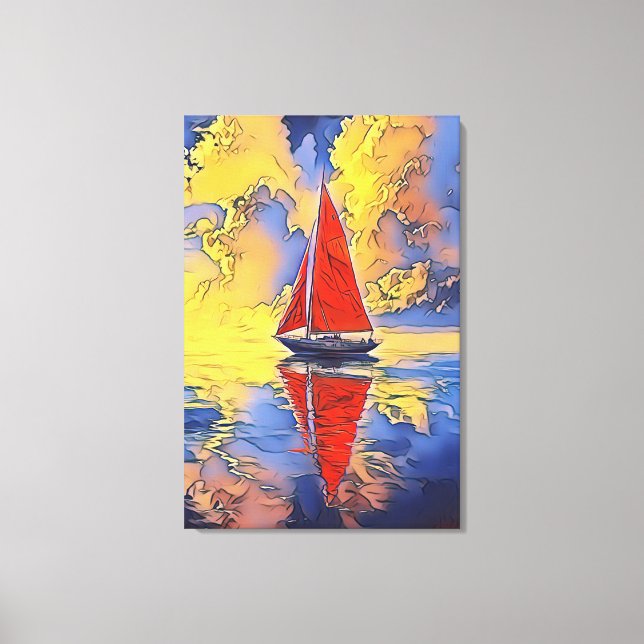 Sailboat in der Malerei Stil Canvas Print Leinwanddruck (Vorderseite)