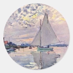 Sailboat in Le Petit-Gennevilliers von Claude Mone Runder Aufkleber