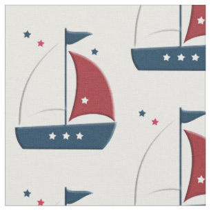 Sailboat Little Sailor Nautical Fabric Stoff