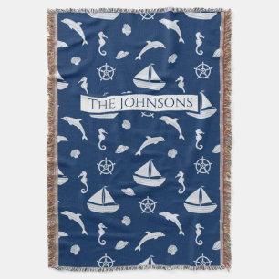 Sailboat & Marine Life Pattern Decke