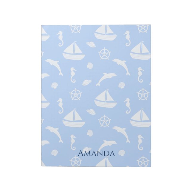 Sailboat & Marine Life Pattern Notizblock (Rotiert)