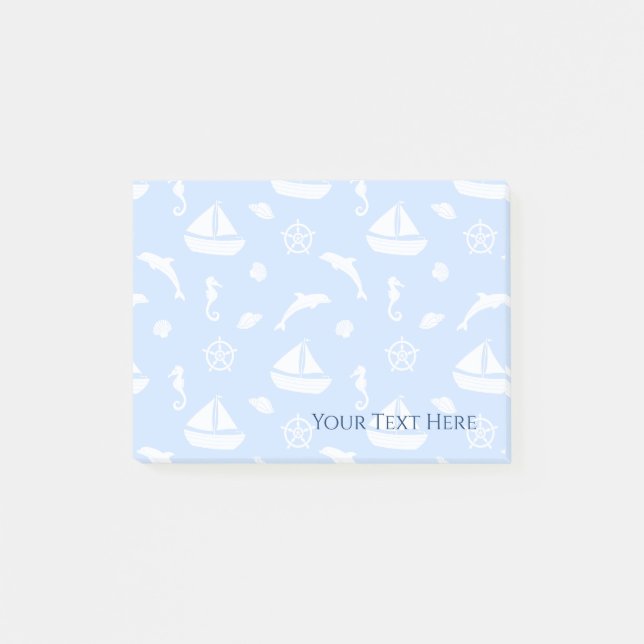 Sailboat & Marine Life Pattern Post-it Klebezettel (Vorderseite)