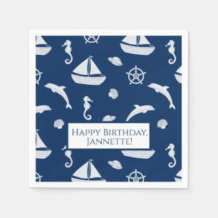 Sailboat & Marine Life Pattern Serviette