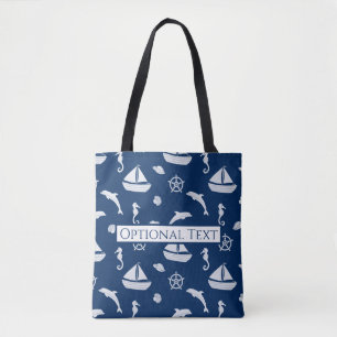 Sailboat & Marine Life Pattern Tasche