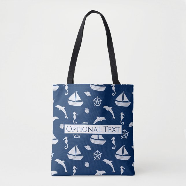 Sailboat & Marine Life Pattern Tasche (Vorderseite)
