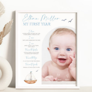 Sailboat Milestone Foto Zeichen Poster