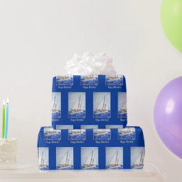 Sailboat mit blauer Rahmen Geschenkpapier