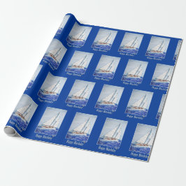 Sailboat mit blauer Rahmen Geschenkpapier