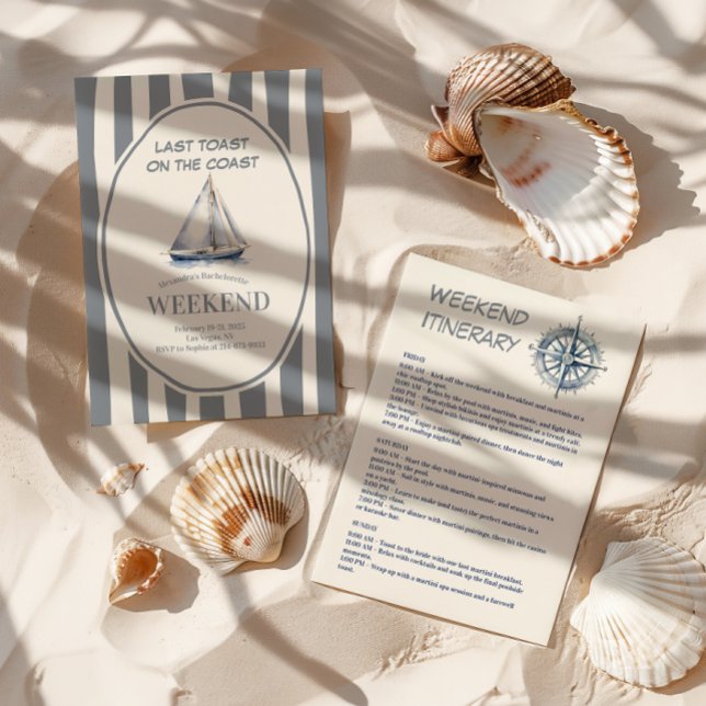 Sailboat Nautic Waves Bachelorette Wochenende Einladung (Von Creator hochgeladen)