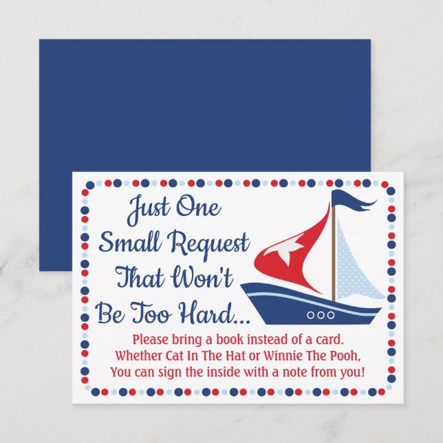 Sailboat Nautical Baby Dusche bringen eine Reserve Einladung (Vorne/Hinten)