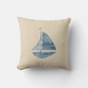 Sailboat Nautical Beige Throw Pillow Kissen