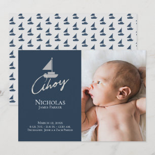 Sailboat Nautical Birth mit Foto Ankündigung