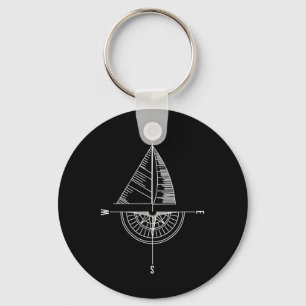 Sailboat Nautical Comp Boater Sailor Captain Schlüsselanhänger