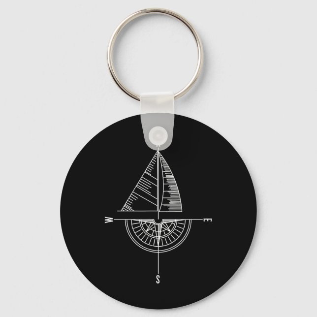 Sailboat Nautical Comp Boater Sailor Captain Schlüsselanhänger (Vorderseite)
