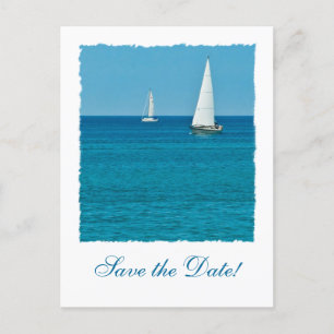 Sailboat Ocean Hochzeit in Urlaubsort Save the Dat Ankündigungspostkarte