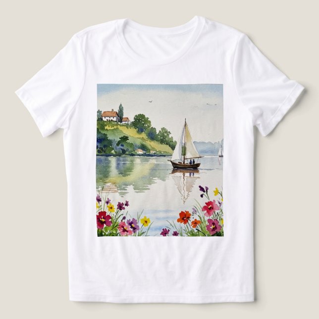 Sailboat on a quiet lake Tri-Blend shirt (Design Vorderseite)