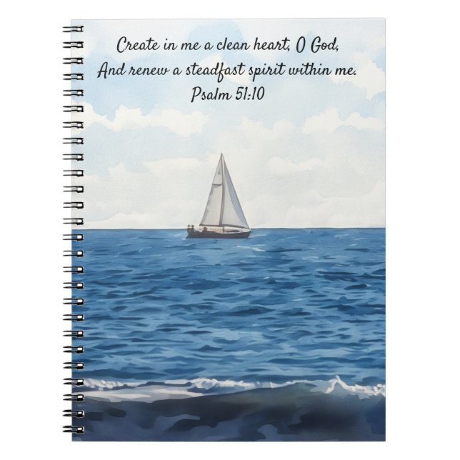 Sailboat on Ocean Art Bible Verse Prayer Journal (Devant)