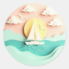 Sailboat on the Sea Runder Aufkleber