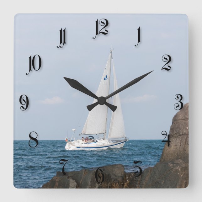 Sailboat Quadratische Wanduhr (Vorderseite)