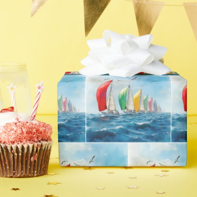 Sailboat Race On High Seas Geschenkpapier (Geburtstagsparty)