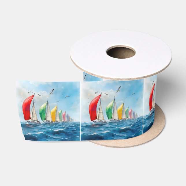 Sailboat Race On High Seas Satinband (Spule)