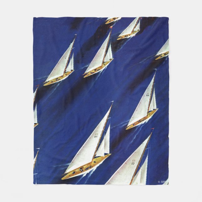 Sailboat Regatta by Ski Weld Fleecedecke (Vorderseite)