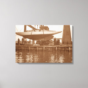 Sailboat Reparatur Circa 1910 Chicago River Boatin Leinwanddruck