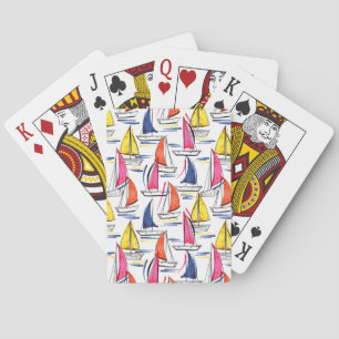 Sailboat Sailing Nautic Summer Pattern Spielkarten