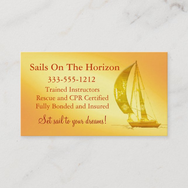 Sailboat Sales Lessons Business Card anpassbar Visitenkarte (Vorderseite)