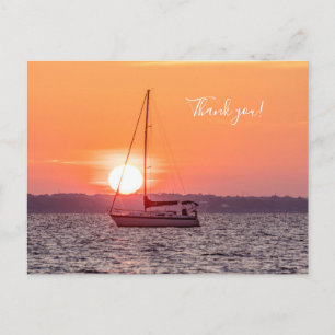 Sailboat Sunrise Danke Postcard Postkarte