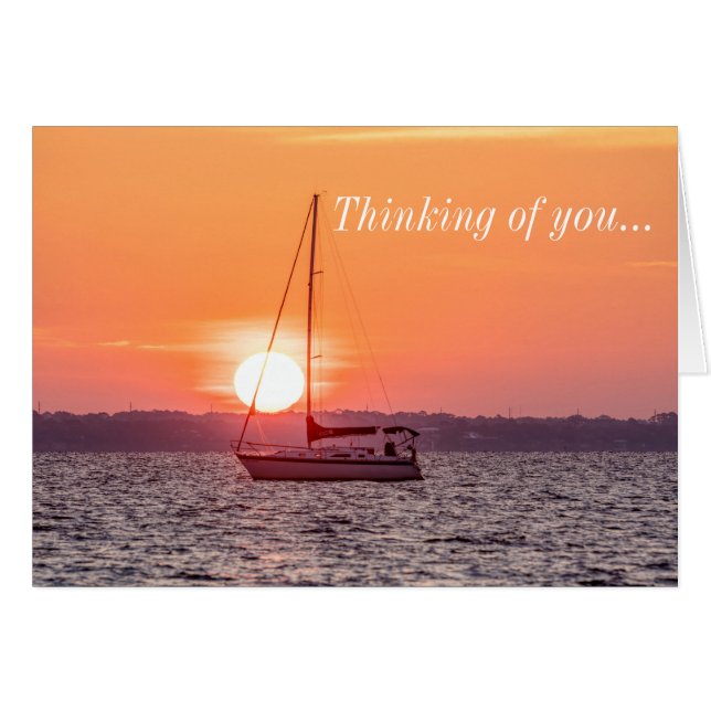 Sailboat Sunrise Denken Sie an Ihre Karte (Vorderseite (Horizontal))