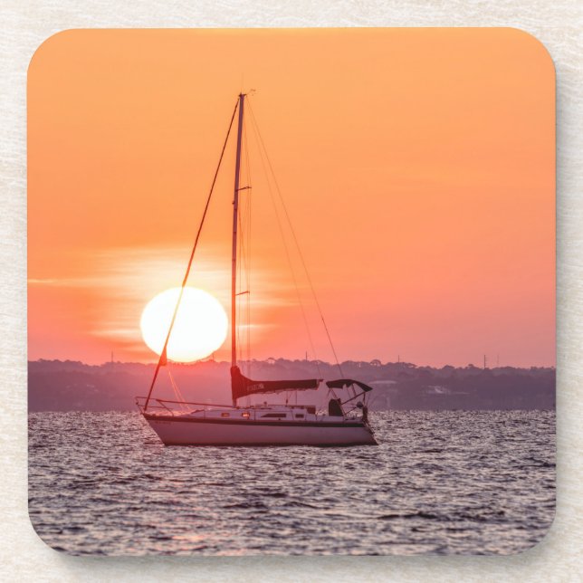 Sailboat Sunrise Getränkeuntersetzer (Vorderseite)
