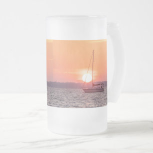 Sailboat Sunrise Mattiert Glass Beer Tasse